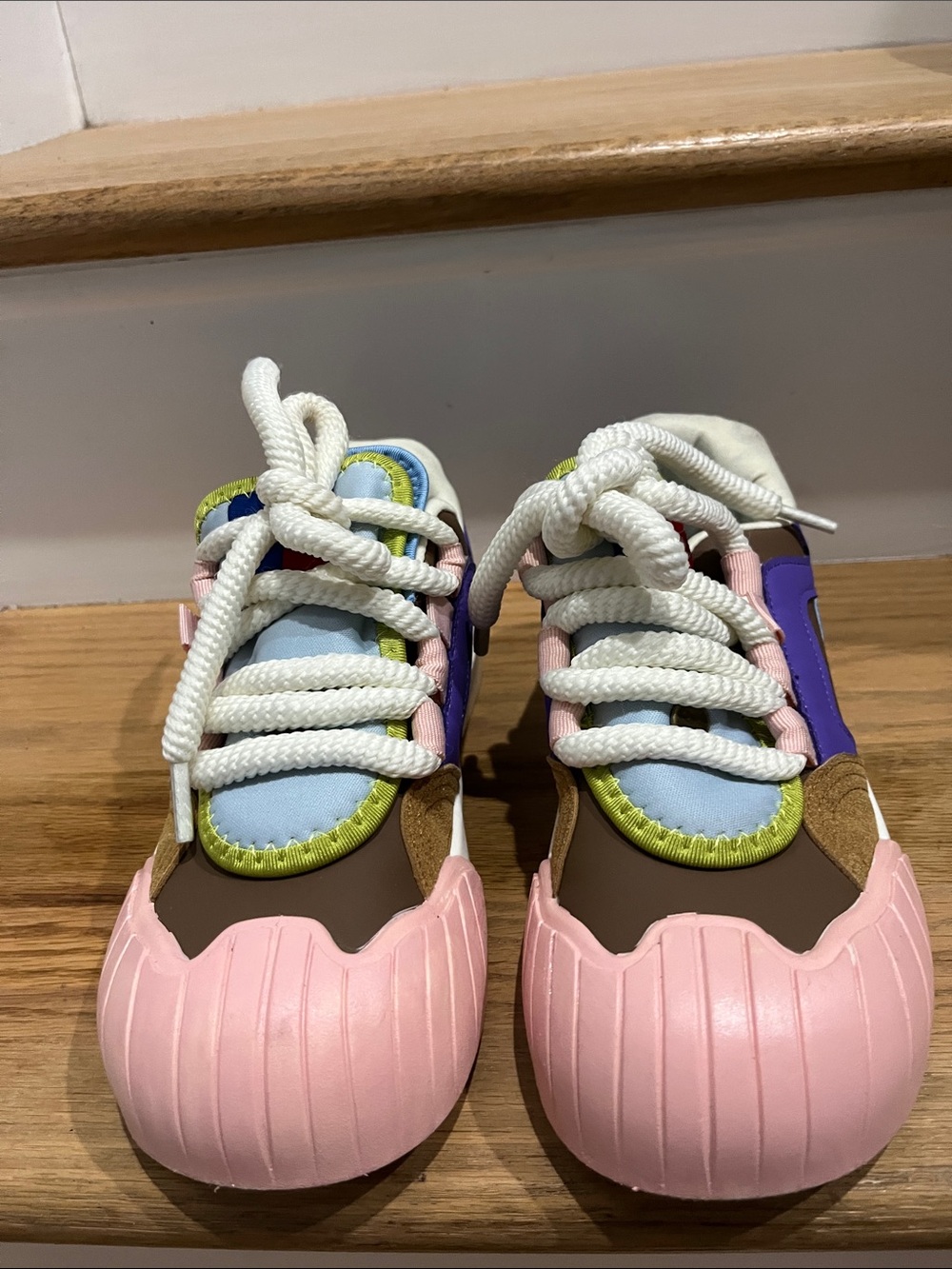Multicolor Women's Fashion Sneakers with Pink Toe Cap